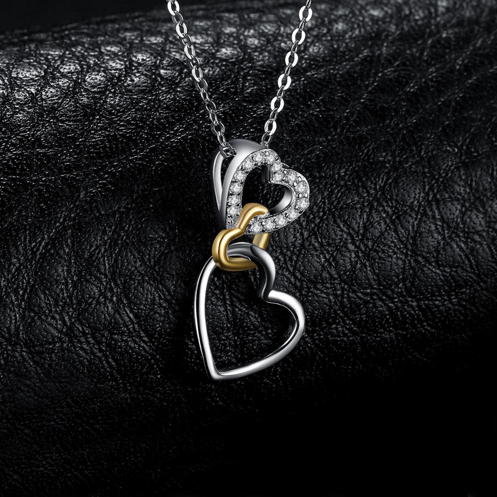 JewelryPalace Heart Love Knot 925 Sterling Silver Gold Cubic Zirconia Simulated Diamond Pendant Necklace for Women No Chain