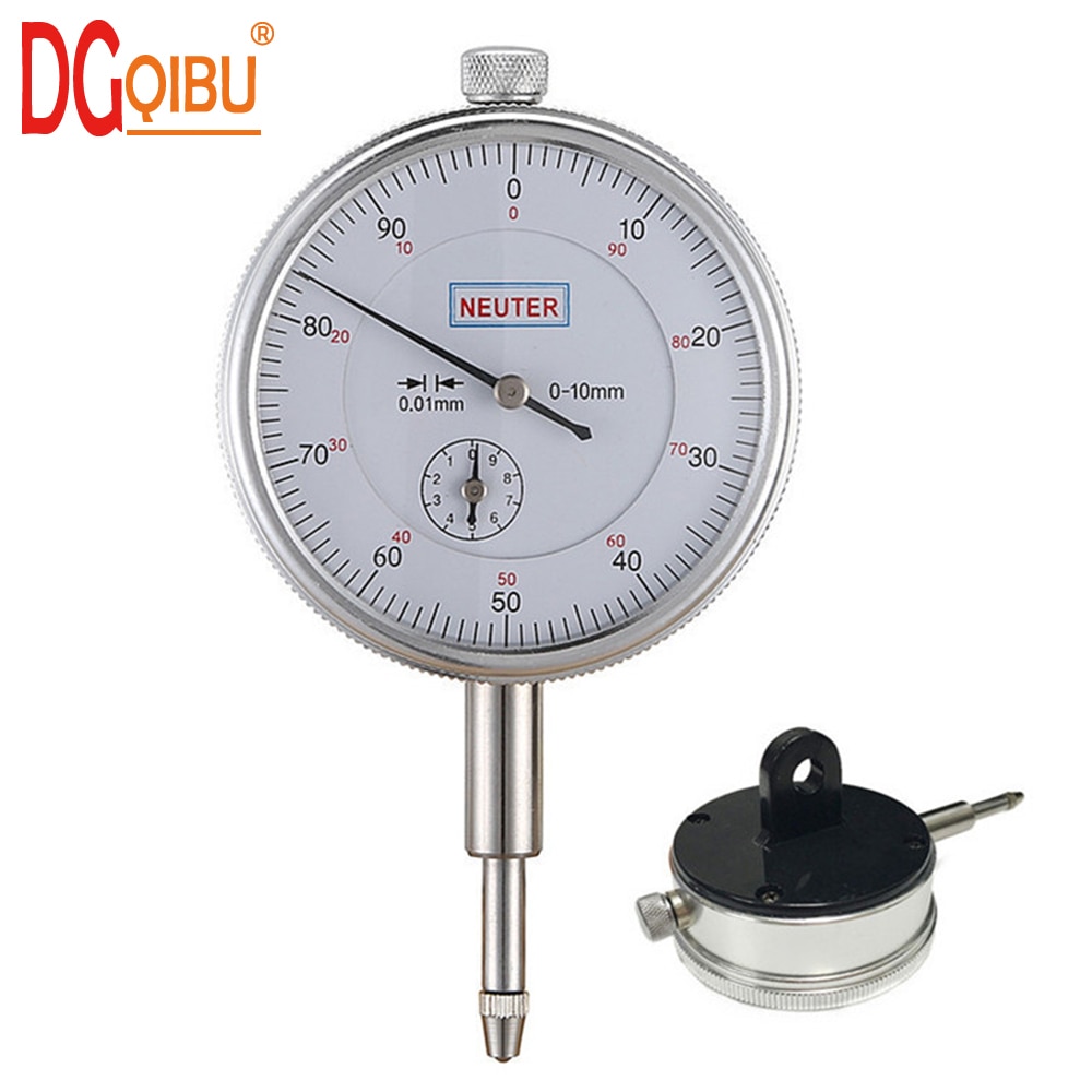 Dial Indicator 0-10mm/0.01mm Resolution Gauge mesure instrument Tool dial Mechanical Indication Strap Ear Aluminum Alloy Case