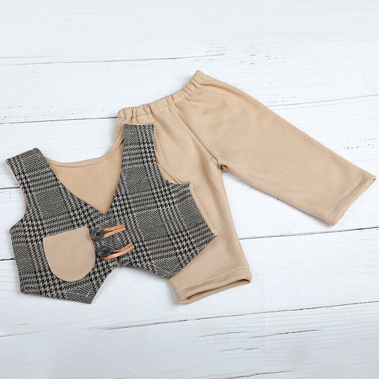0-1M Neue Geboren Baby Kleidung Mädchen Jungen Hut Plaid Kostüm Wenig Gentleman Neugeborenen Fotografie Requisiten Foto Studio zubehör Hosen