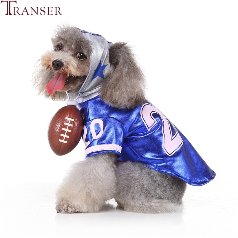 Transer Grappige Voetbal Hondenkleding No.1 20 Sport Hond Shirts met Hoeden Blauw Rood Puppy Kleding Kleine Hond Cosplay Kostuum 910