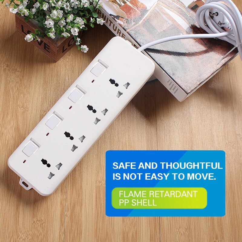 Power Strip Surge Protection 4 Outlets with Independent Control Switches Long Extension Cord US Plug