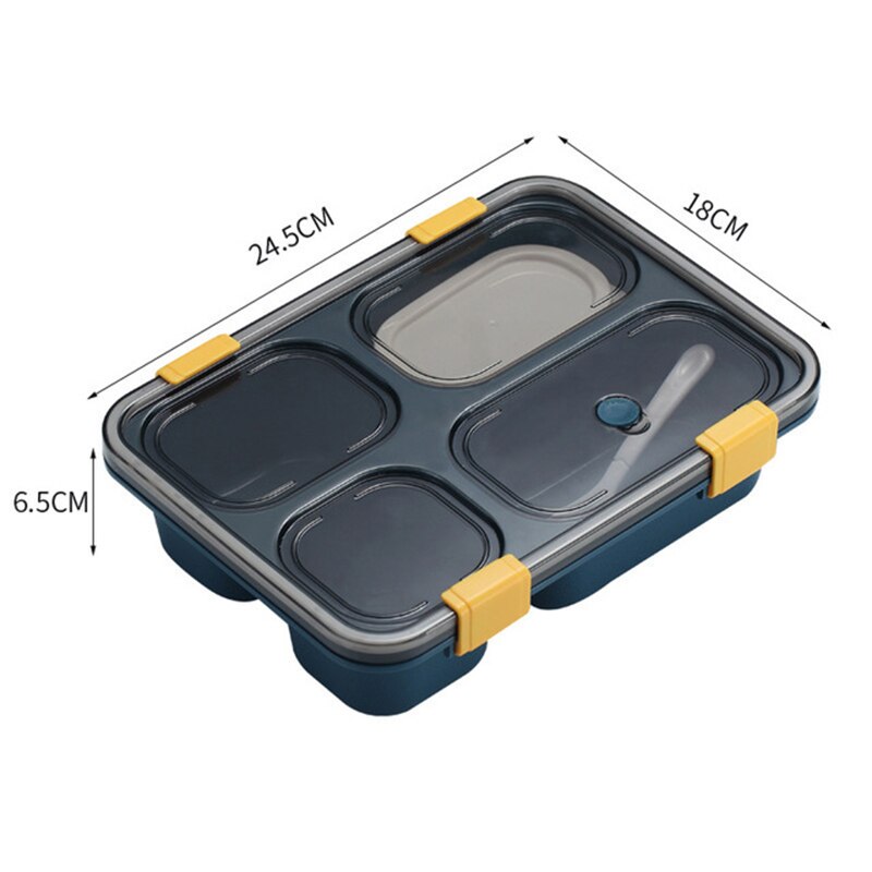 Lunchbox Bento Box Lunch Container Voedsel Opbergdoos Magnetron Draagbare Gezonde Picknick Voor Kinderen Volwassen Student Plastic 3 kleur: 4-Grid Blue