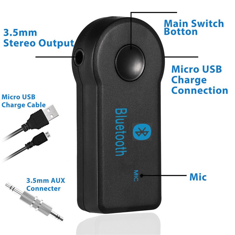 10 stks/set Mini 3.5mm Jack Bluetooth Ontvanger Auto Draadloze Muziek Audio AUX Bluetooth Audio Receiver HandsFree Speaker Zender