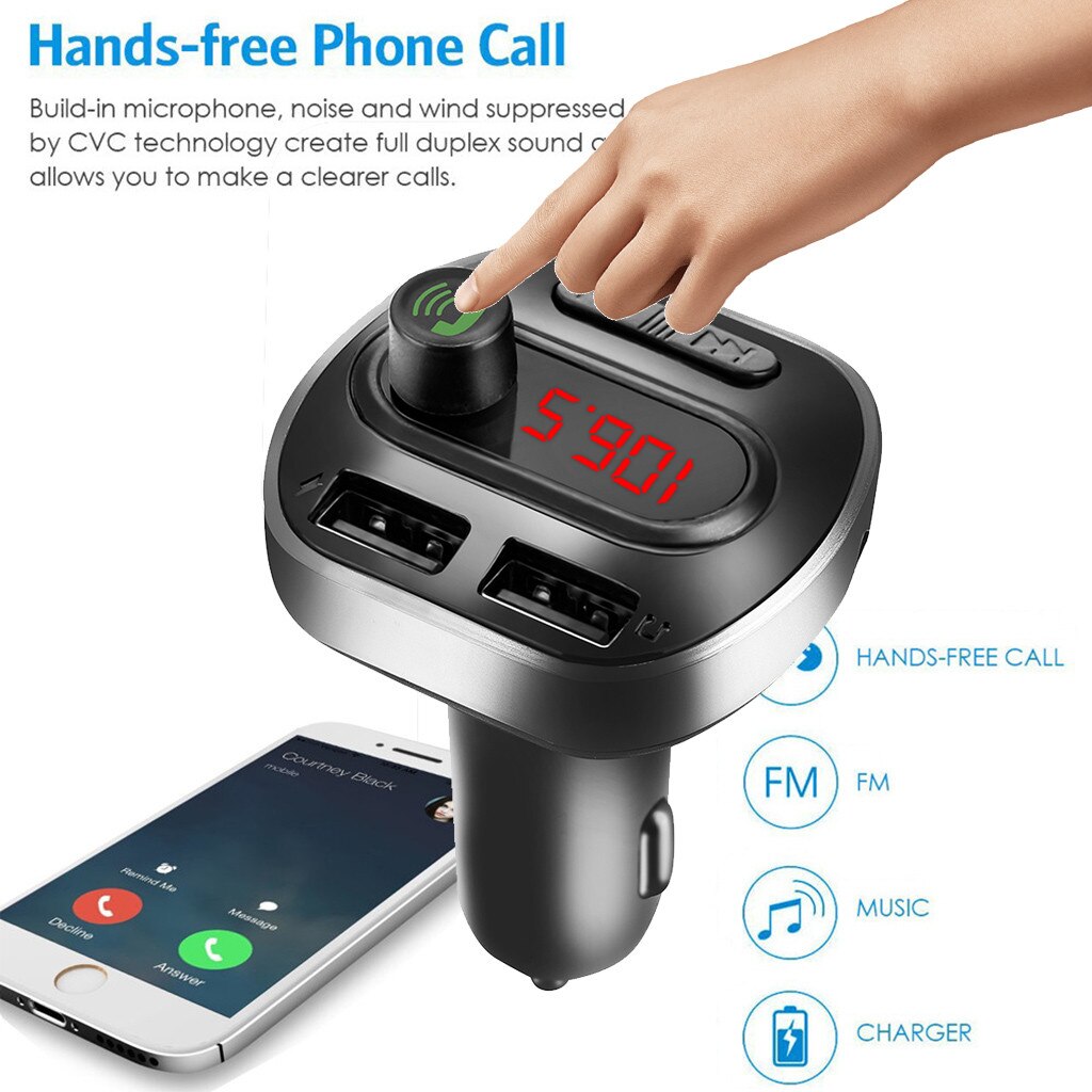music player reproductor mp3 Bluetooth FM Transmitter MP3 Players Modulator Handsfree Dual USB car kit Support TF Card U Disk