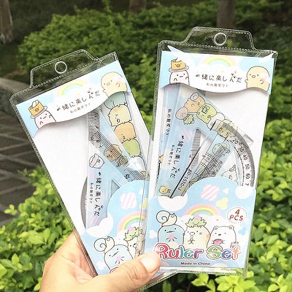 7Pcs/Set Student Set Ruler Measuring Kit Geometry Triangle ruler straightedge Protractor Students Stationery