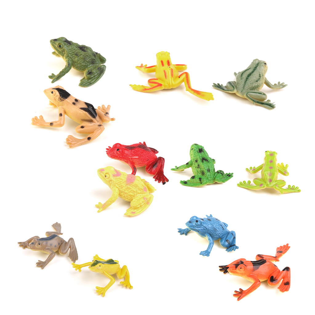 12 Stuks Diverse Plastic Kikker Toad Amfibie Dier Figuur Kids Leren Speelgoed