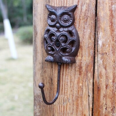 European Style Retro Cast Iron Art Hook Wall Hanging Coat Hook Owl Home Garden Decoration: 6
