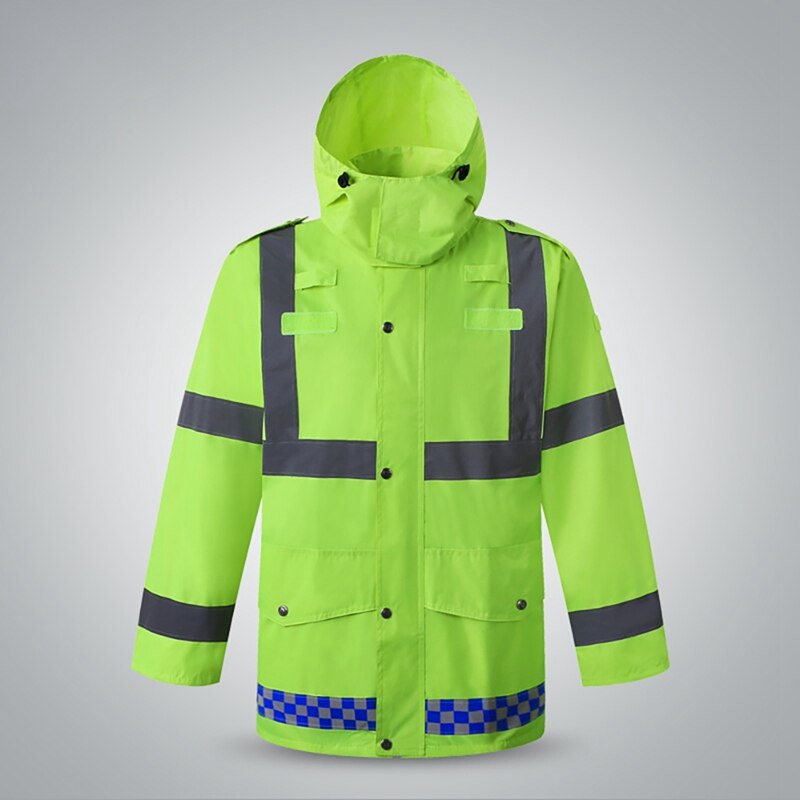 Reflective Rain Suit Hooded Long Sleeve Jacket Pants Kit High Visibility Windproof Waterproof Raincoat Rainwear Suit