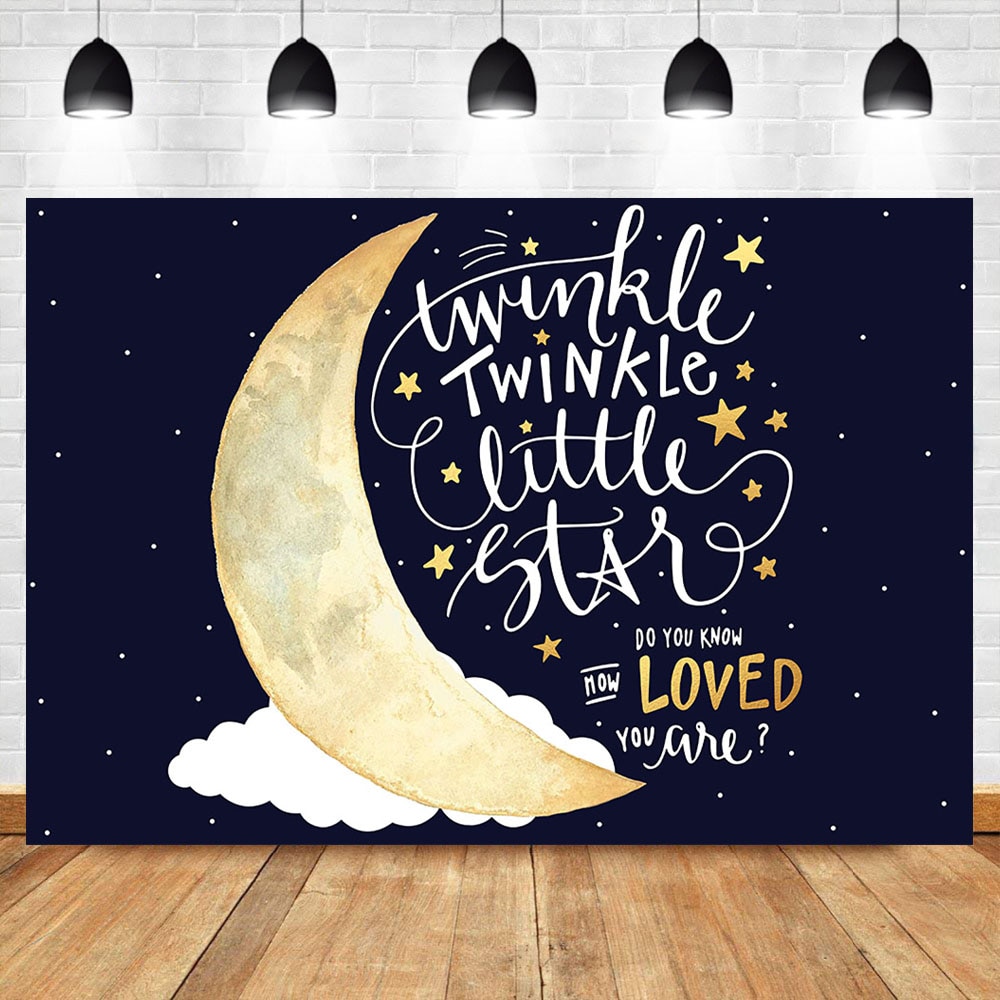 NeoBack Photography Backdrop - Moon Night Sky Twinkle Star - Birthday Party Baby Shower Banner Decor