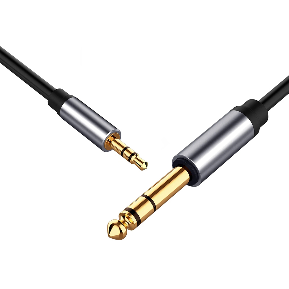 Adaptador de Audio TRS de 3,5mm a conector de 6,35mm, Cable estéreo auxiliar chapado en oro de 6,5 a 3,5 para PC, mezclador de auriculares, amplificador de guitarra y altavoz