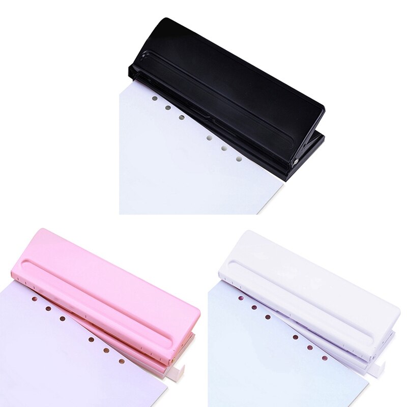 6 Hole Punch Loose-Leaf Standard Puncher Paper Adjustable Stapler Home Office Binding Supplies Student Stationery Equipment