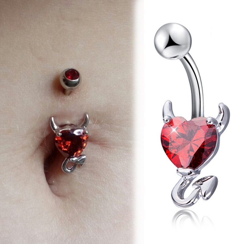 1 Pcs Navel Belly Button Ring Glitter Love Heart Decor Piercing Jewelry Navel Nail UND