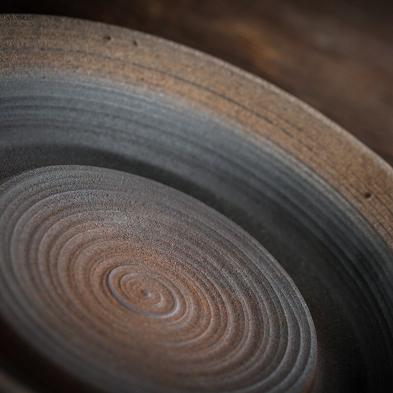 Clay pot bearing Large Japanese-style hand-made retro pot holder dry bubble tea saucer ceramic water storage storage