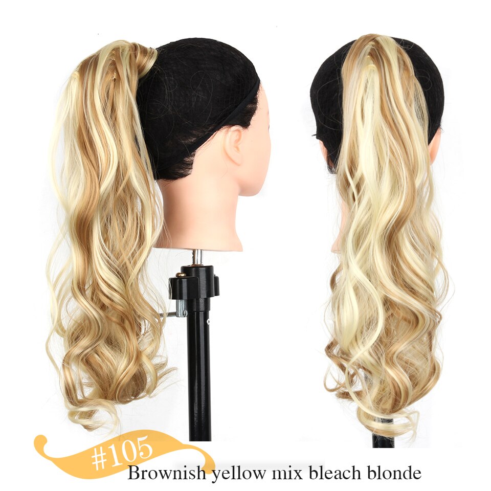 Lange Golvende Wrap Paardenstaart Hair 24 Inch Synthetisch Clip In Haarstukken Binding Paardenstaart Extensions Voor Vrouwen Meisjes: 0019-105