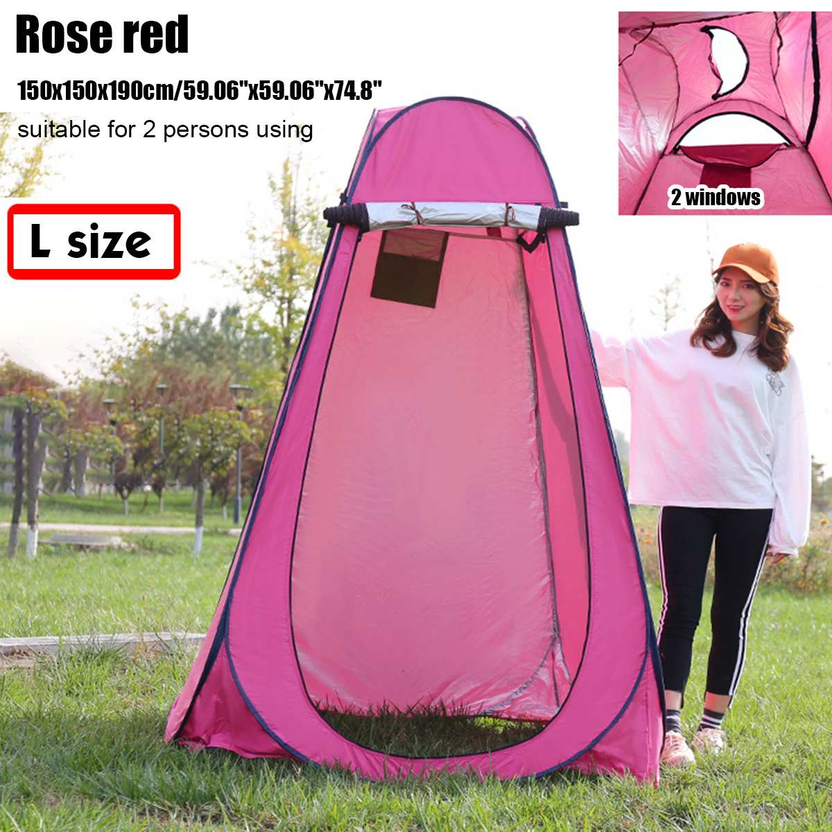 190Cm Draagbare Privacy Douche Toilet Camping Camouflage Functie Outdoor Picknick Shift Baden Dressing Tent Fotografie Tenten: tandem rose Red