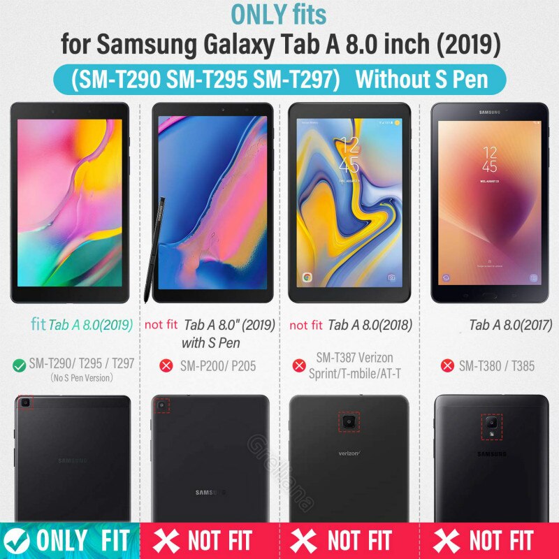 Dla Samsung SM-T290 case 8.0 "calowy T290 T295 krzemu odporny na wstrząsy tablet stojak Capa pokrywa dla Samsung Galaxy Tab A 8.0(2019)SM-T290: Only Fit T290 T295