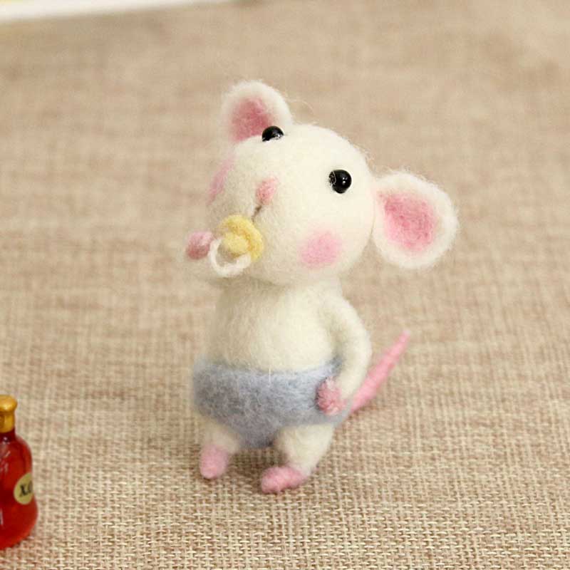 Lovely Mouse mice wool needle felting Kit No finished DIY kit package Christmas Birthday Best Handmade