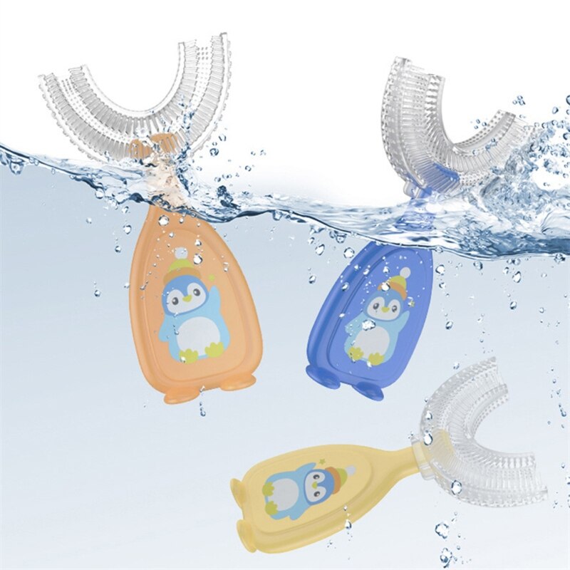 Spazzolino da denti a forma di U per bambini denti da allenamento in Silicone morbido pulizia spazzole per denti a bocca intera per bambini di 2-12 anni