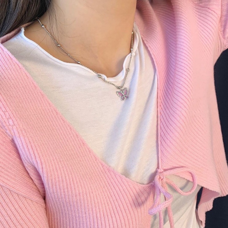 Mengjiqiao Mode Leuke Paarse Vlinder Metalen Ketting Choker Sieraden Voor Vrouwen Meisjes Party Ketting Bijoux Colares