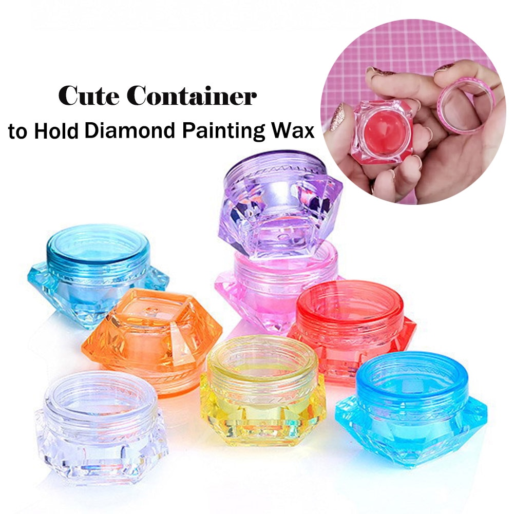 Container to Hold Diamond Painting Wax 3g 5g Empty Diamond Shape Bottles Clear Pot Jar DIY Clay Mud Organizer