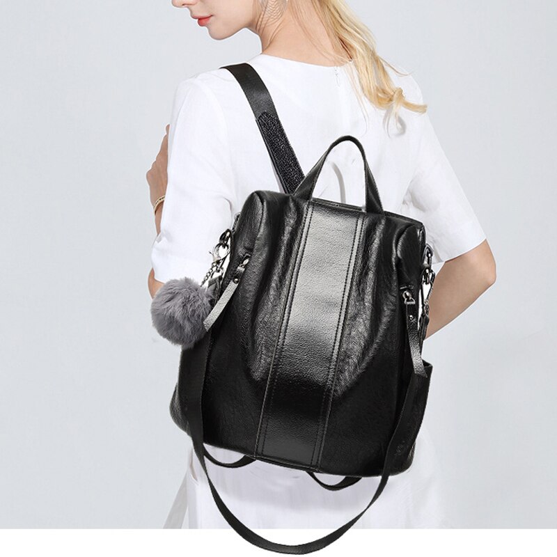 LYKANEFU Import PU Couro Estilo Preppy Mulheres Mochila Bolsa de Ombro Ocasional Saco de Couro Escola Mochilas para Meninas Adolescentes