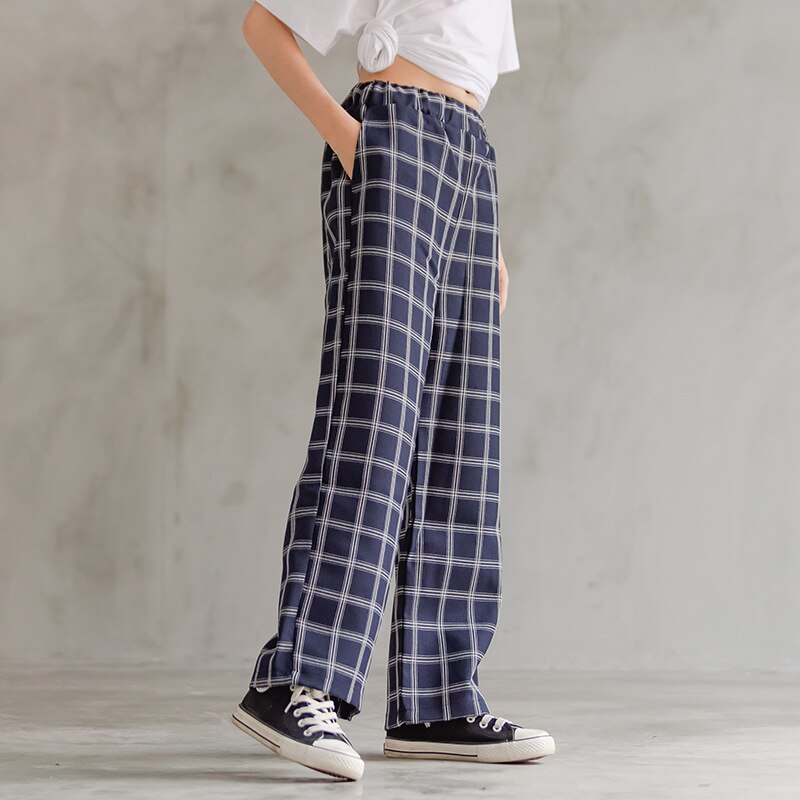 Pantalones informales a cuadros para niñas, pantalón de pierna ancha, holgado, delgado, para adolescentes, ropa escolar, 10, 12, 13 y 14 años, verano 2022