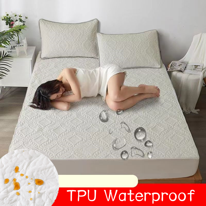 Gewatteerd 100% Waterdicht Hoeslaken Met Elastische Queen King Size Matrasbeschermer Massief Bed (Kussensloop Nodig Om Te Bestellen)