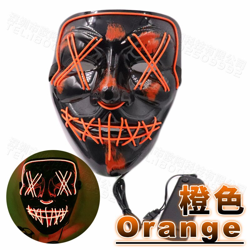 Halloween glowing mask ghost dance with blood flashing horror thriller LED mask electric sound bar party Halloween decoration: Light Blue