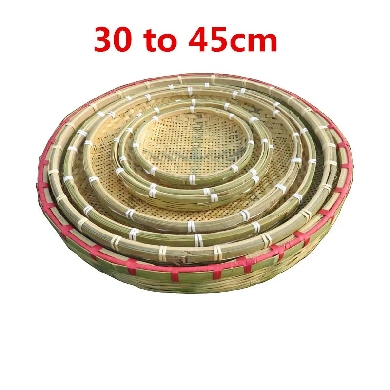 Cesta de bambú hecha a mano, tamiz de tejido de drenaje, bandeja de frutas, cestas de comestibles, redonda e irrompible, cesta de natural, cesta de almacenamiento