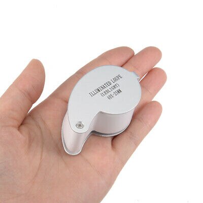 30X Metal Illuminated Jewelry Loop Magnifier Eye Loupe with LED Light