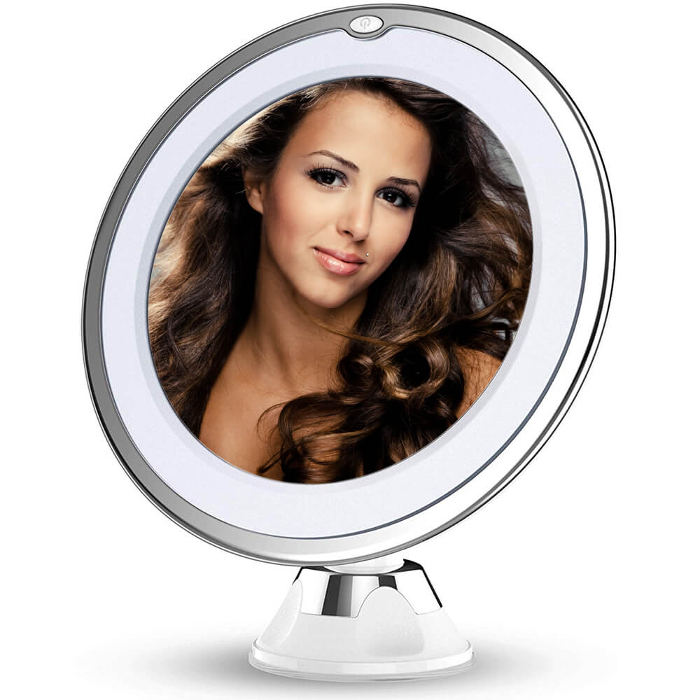 10X LED Light Makeup Mirror Lamp Magnifier Battery Portable Hand Vanity Glass Mini Miroir Bathroom Cosmetic Bath Suction Cup: 10X Led Mirror Short