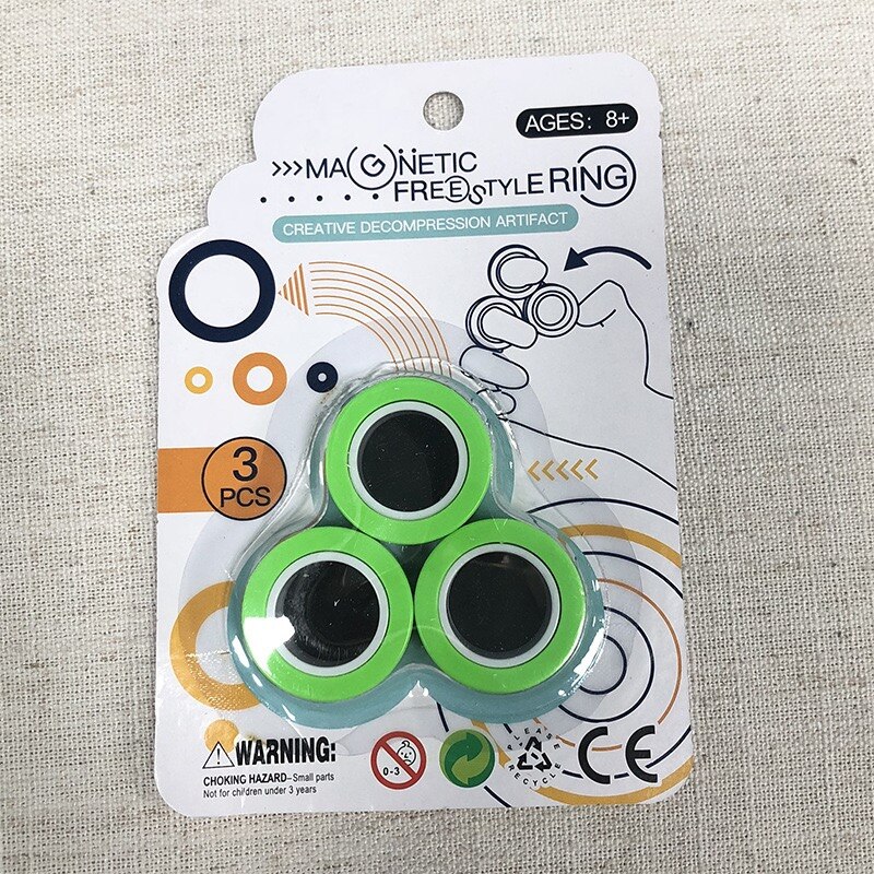 Grappige Fidget Spinner Magnetische Ringen Magnetische Armband Ring Unzip Speelgoed Anti Stress Figet Speelgoed Hotwhells Stress Reliever Speelgoed: green