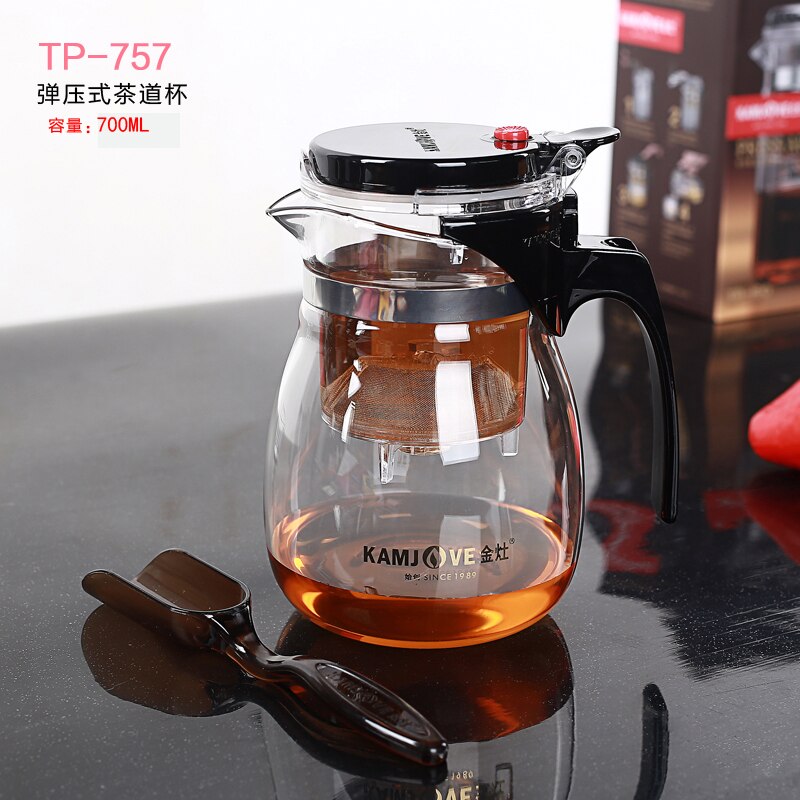 [Grandiosidade] vários kamjove vidro kungfu bule de chá piaoyi bei conveniente chá kungfu conjunto de imprensa auto-arte aberta xícara de chá: TP-757  700ml
