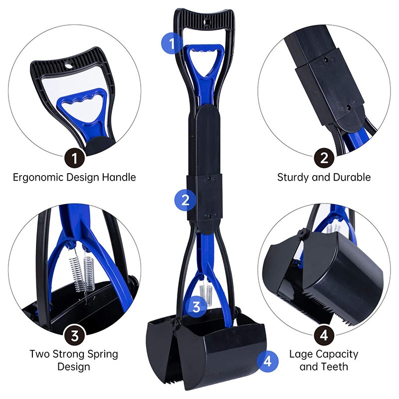 Foldable Pet Poop Waste Picking Rake Portable Long Handle Is Easy to Use, Can Be Used for Grass and Soil Picking 2 Pack