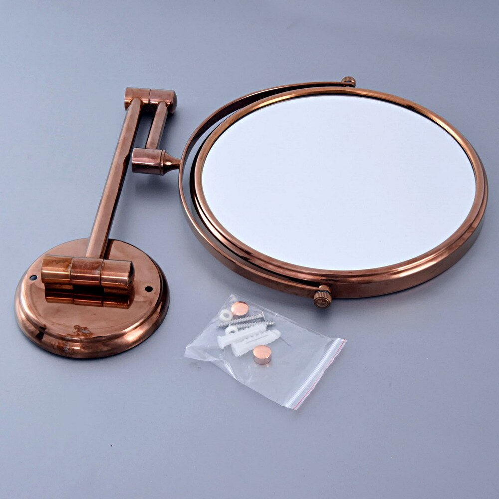 Folding Dual Arm Extend Rose Gold Brass Wall Mount Magnifying Bathroom Mirror Makeup Cosmetic Lady's Mirror Wba637