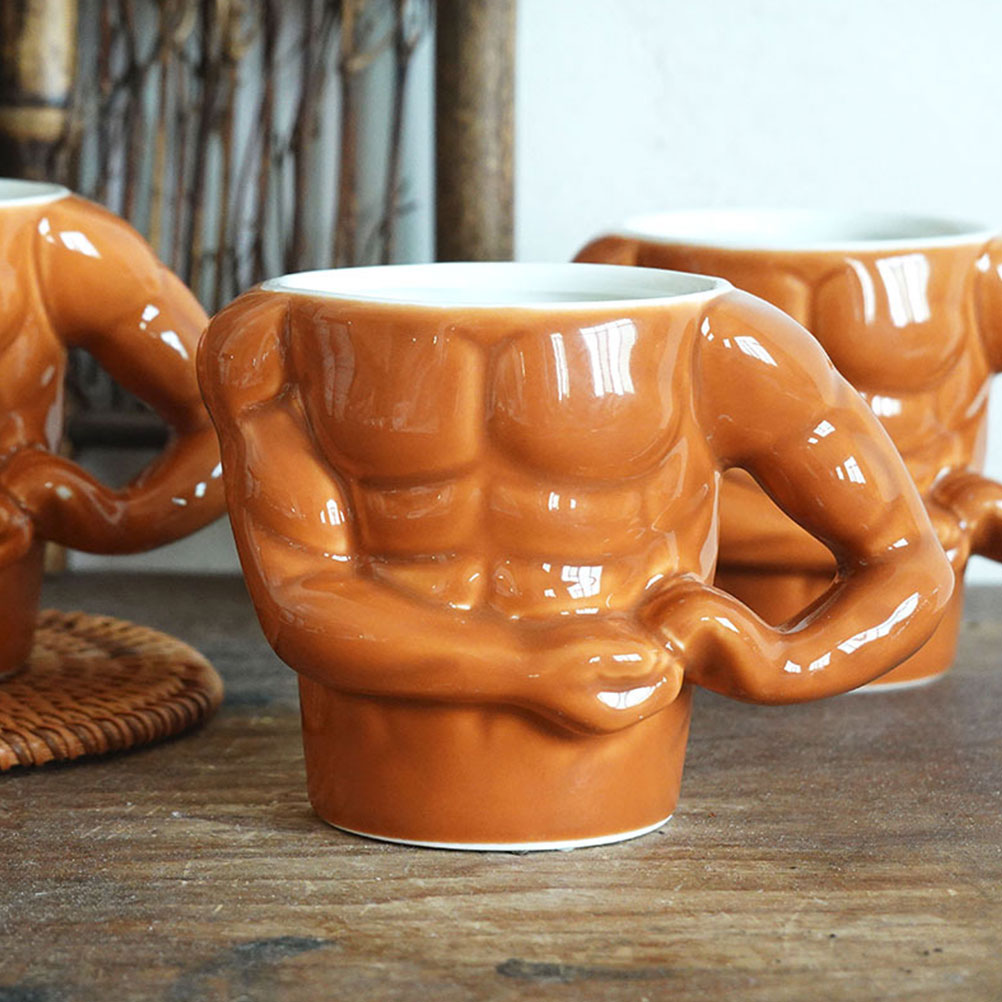 1Pc Unique Muscle Man Shape Cup Mug Festival Durable Tea Cup
