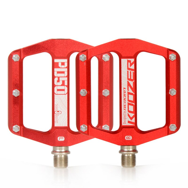 Mountain Bike Bicycle Pedals Cycling Aluminium Alloy Pedals Bicicleta Mountain Bicycle Pedal Flat XC TR AM FR DH KOOZER PD50: Red