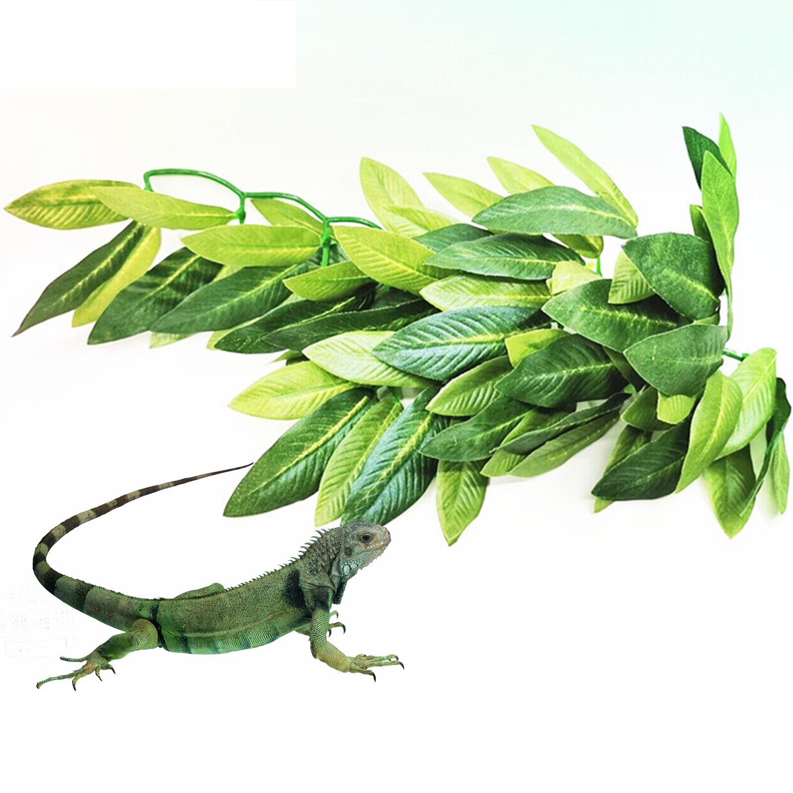 2Pcs 30CM Apple Leaf And Willow Leaf Simulation Aquatic Plant Lizards Reptile Terrarium Aquarium Fish Tank Landscaping