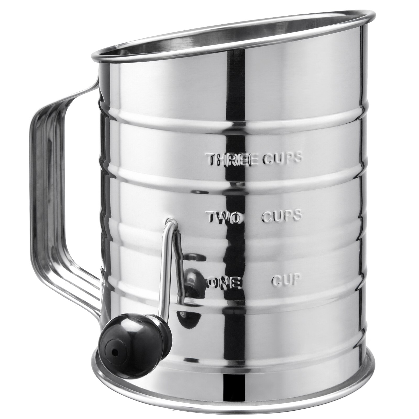 U-taste-tamiz de harina de acero inoxidable, herramienta de cocina con manivela para hornear azúcar en polvo, de malla fina: Default Title