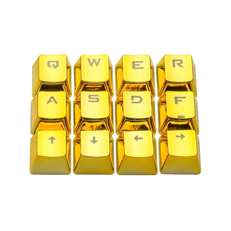 12 Key Keycaps Electroplated Metal Coating PBT Game Player Keycaps for Mechanical Keyboard 12 Keys Cool DIY Backlit