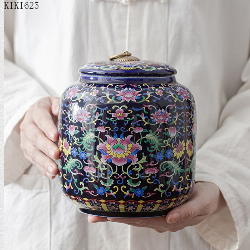 Chinese Style Blue and White Porcelain Tea Box Home Candy Nut Sealed Storage Jar Ceramic Candy Storage Jar Home Decor