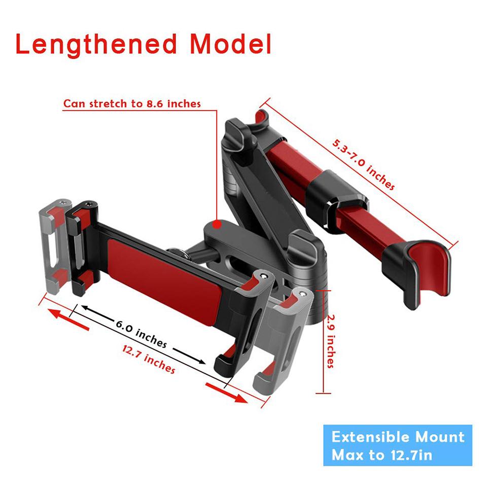 Soporte rotativo de asiento trasero para teléfono, soporte para Tablet, soporte para coche, soporte para reposacabezas trasero de asiento, soporte de viaje para Dispositivo de menos de 360 pulgadas, 12,9