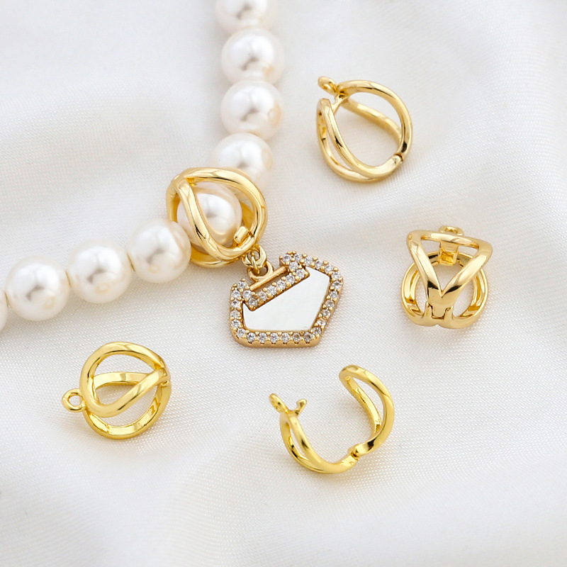 3 uds latón chapado en oro de 18K perla potenciador cierre colgante conector de fianza para Diy pulsera collar accesorios de fabricación de joyería