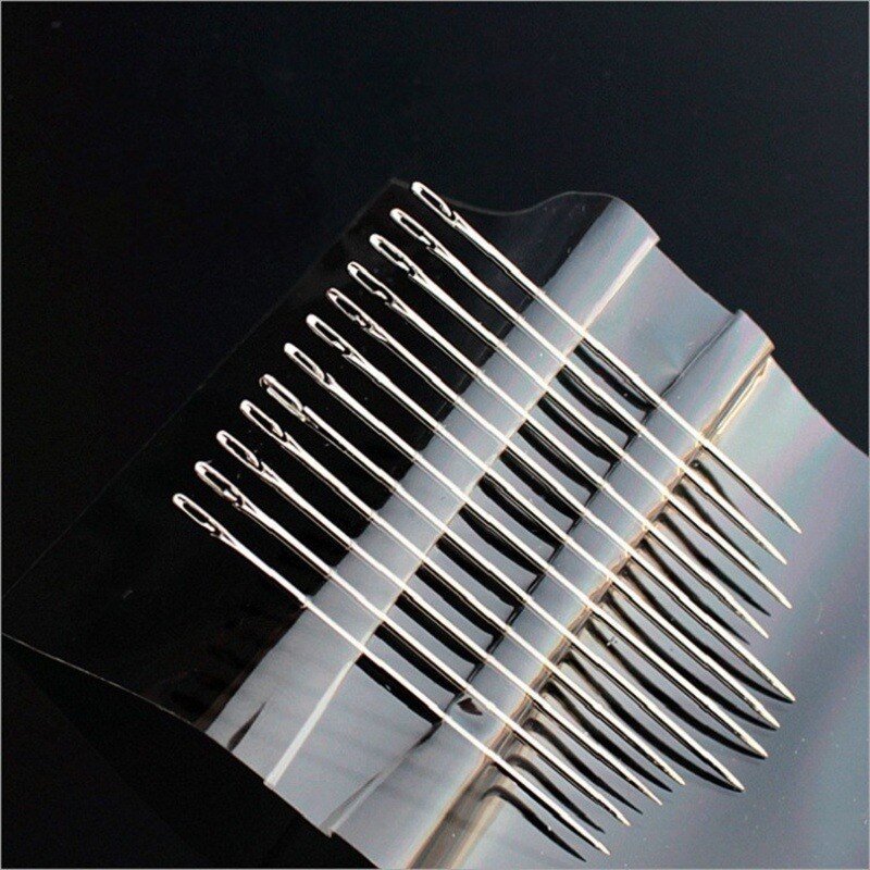 12Pcs/set Self-Threading Blind Needles Stainless Steel Quick Threading Needle-side Hole Sewing Needle DIY Apparel Punch Threader