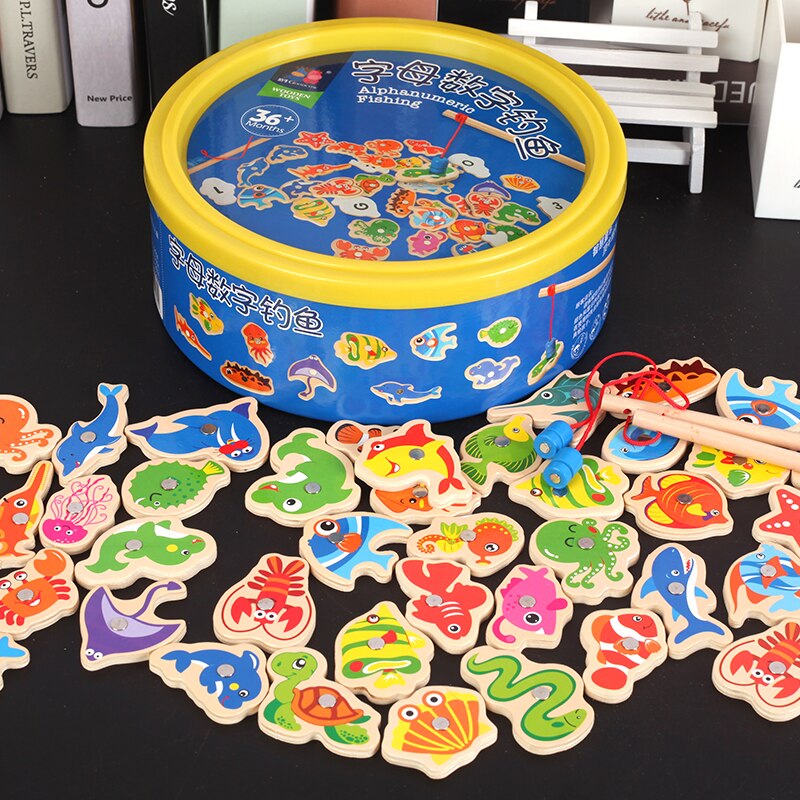40 stk børn talbogstav magnetisk fiskespil børnespil magnet fiskelegetøj spil pædagogisk udviklingslegetøj til børn