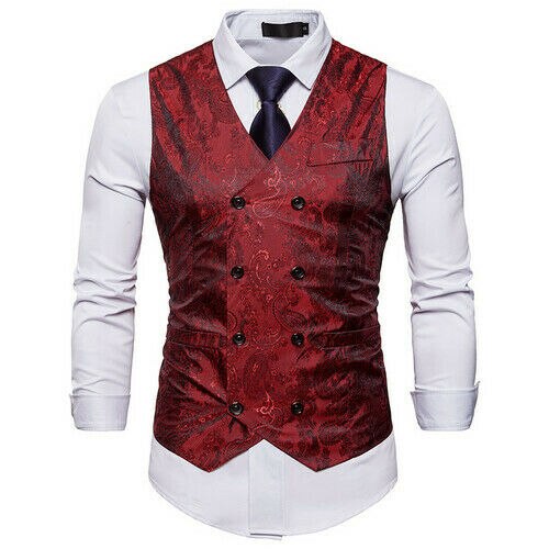 Kostymväst för män slim fit smal bröllopsväst män botton formell business slim fit väst kostym smokingväst
