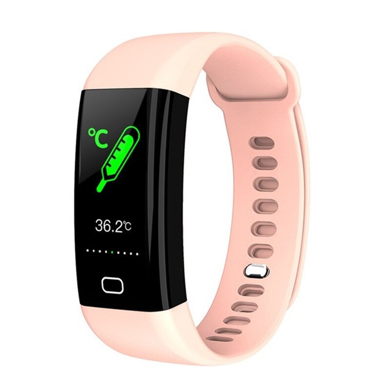 F77 Smart Polsbandjes Lichaamstemperatuur Professionele Waterdichte Fitness Armband Sport Tracker Alarm Passometer Smartwatch: Roze