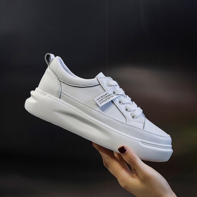 Krokodil Frauen Skateboard Schuhe Sneaker Leder Höer ErhöHenne Flache Schuhe frauen Athletisch Sport Schuhe schuhe aus Weiß: Weiß / 38