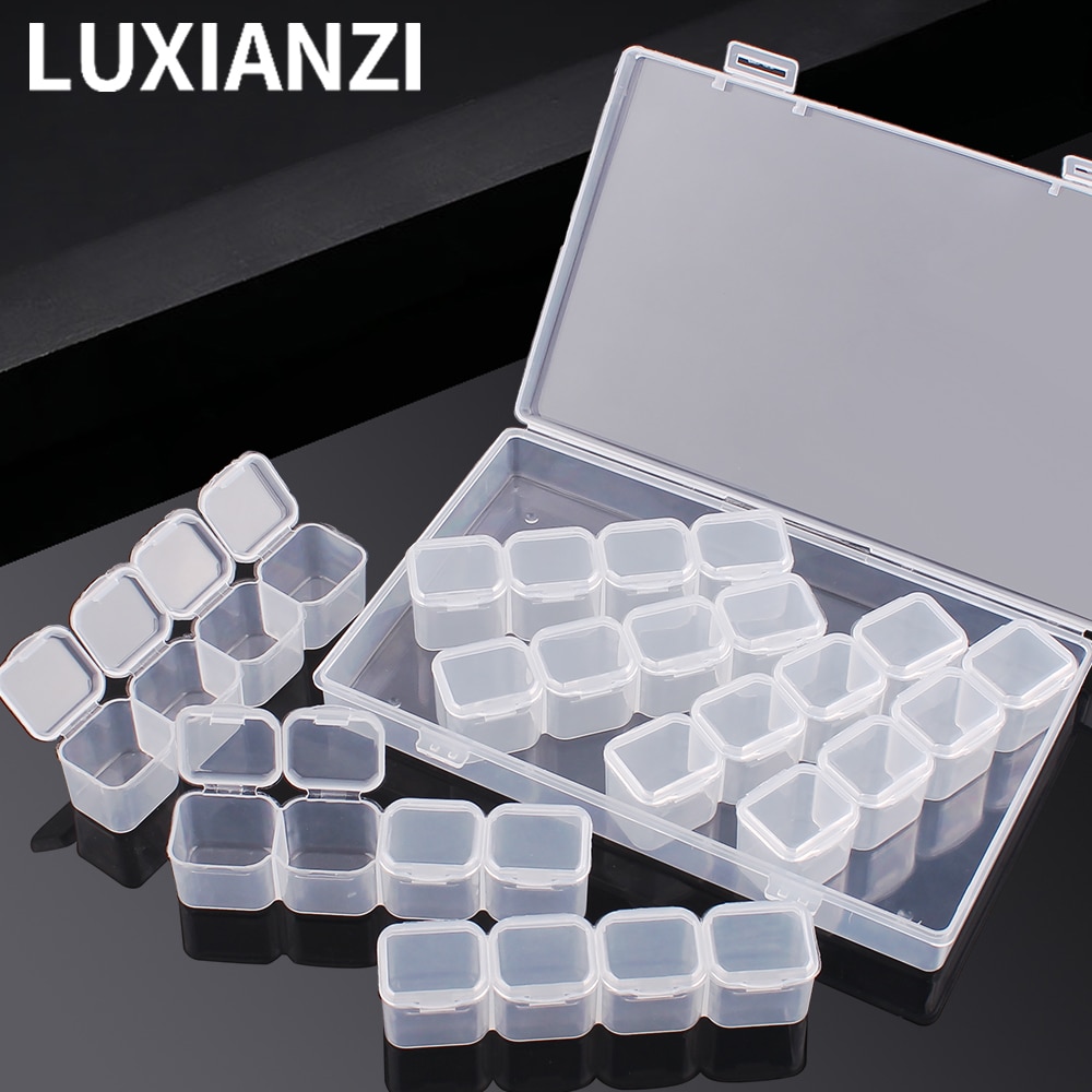 LUXIANZI boîte de rangement d'outils en plastique 29/56 grilles, boîte de rangement d'outils en plastique anti-poussière Portable bijoux perle matériel scellé organisateur de sécurité boîtier en plastique