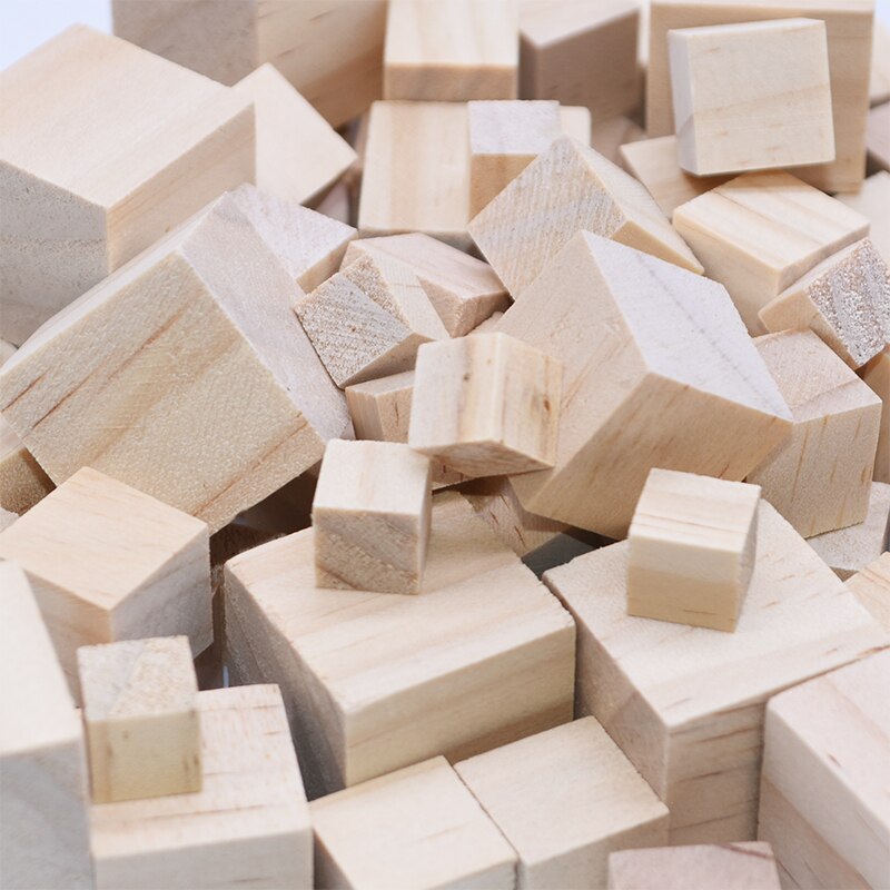 10/20/50P Unfinished Blank Woodwork Mini DIY Wooden Square Blocks 1/1.5/2/2.5cm Wood Cubes Math Making Craft DIY Projects